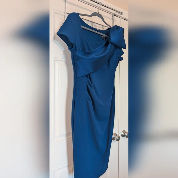 Betsy & Adam Bow-Embellished Sheath Dress, Size 12, Color:Indigo - Picture 15 of 16